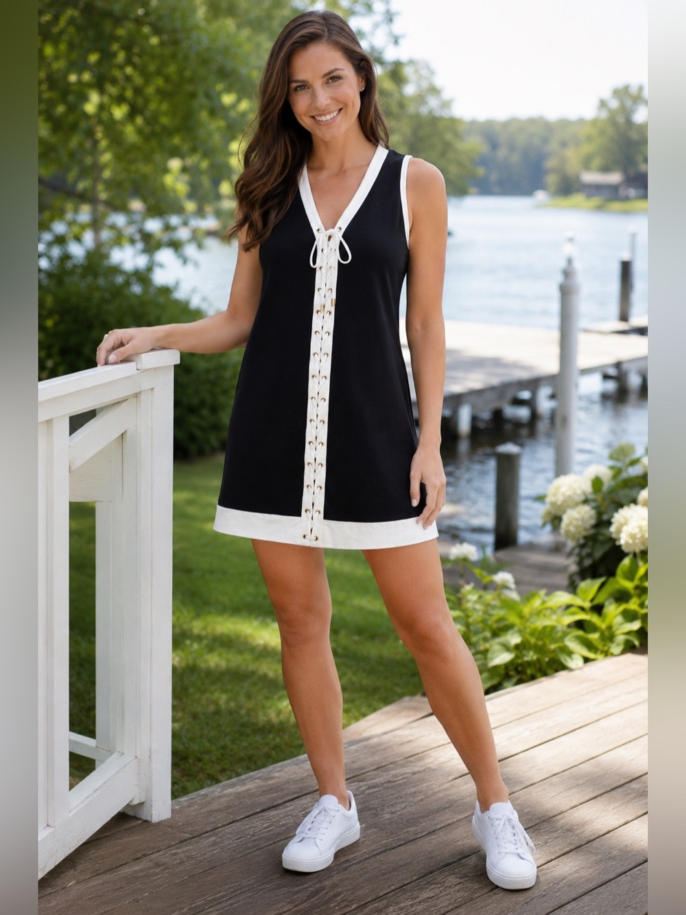 Boston Proper Lace Up Sporty Knit Dress Size L